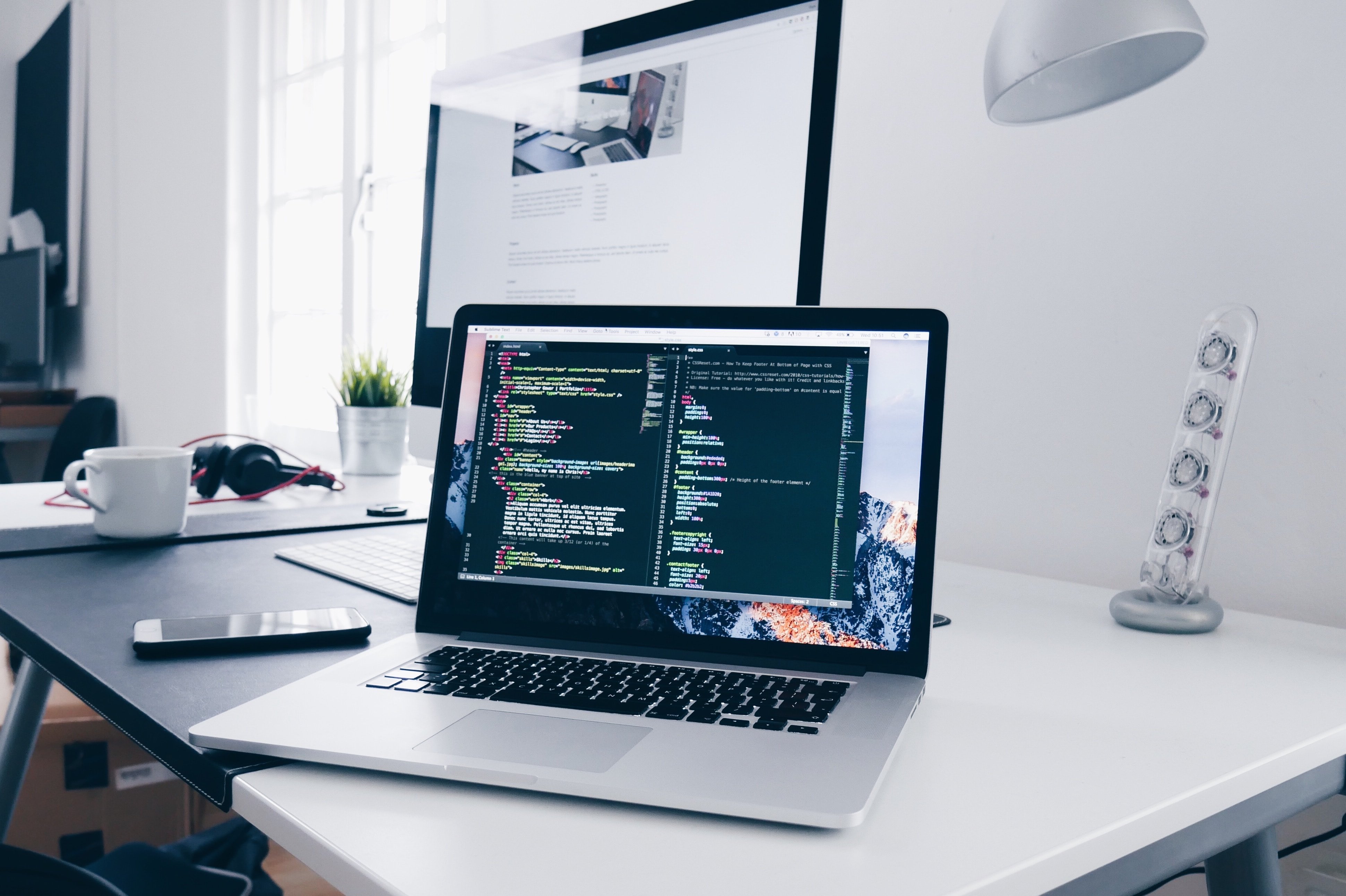 Engineering workstation with development tools open